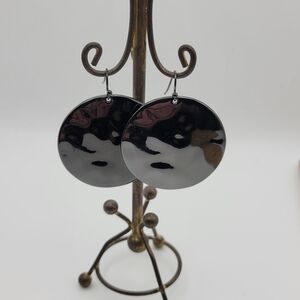 Gun Metal Hammered Drop Earring